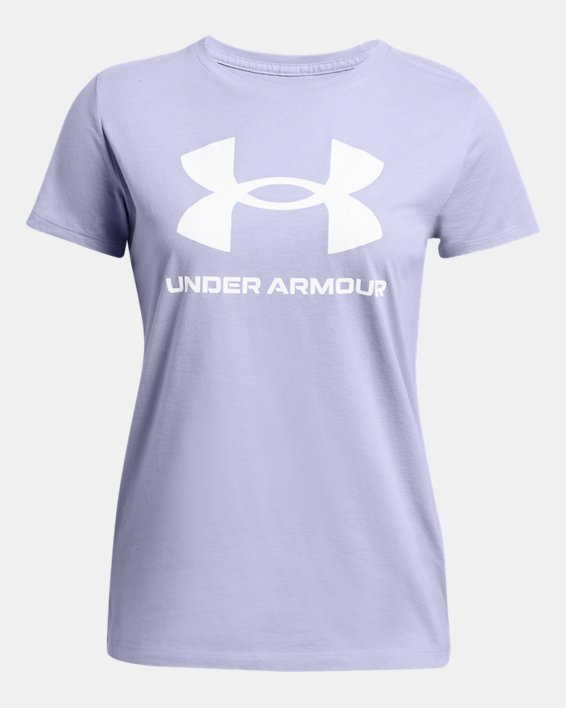 Women's UA Rival Logo Short Sleeve in Purple image number 2